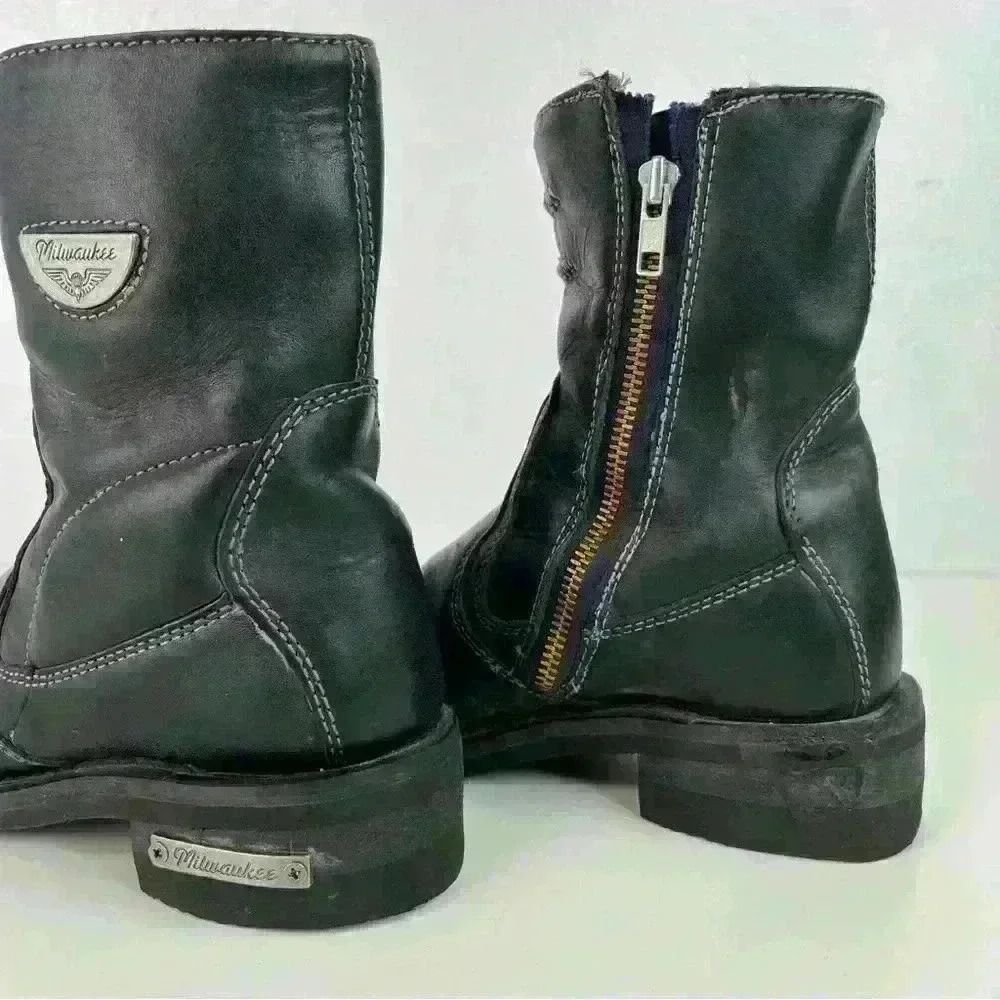 Milwaukee Women's Motorcycle Boots Size 6.5 Black Shifter Side-zip - Picture 3 of 12